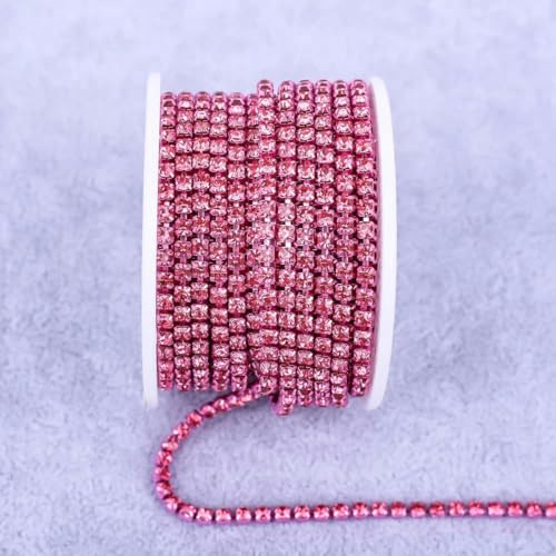 Alle Farben Klauenkette Elektrophorese Strasssteine Besatz Stein Gold Diamant Strass Dekorative Applikation Kristallbesatz für Kleider-Rose-SS8(2.5mm)-5yard von YFSHC