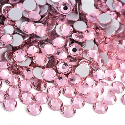 Bling Pink Series Nicht-Hotfix-Strasssteine SS6-SS30 Nail Charm Art Flatback-Kristalle Super Glitter Glass Strass für DIY-Basteln-Pink-SS12-1440PCS-1 von YFSHC