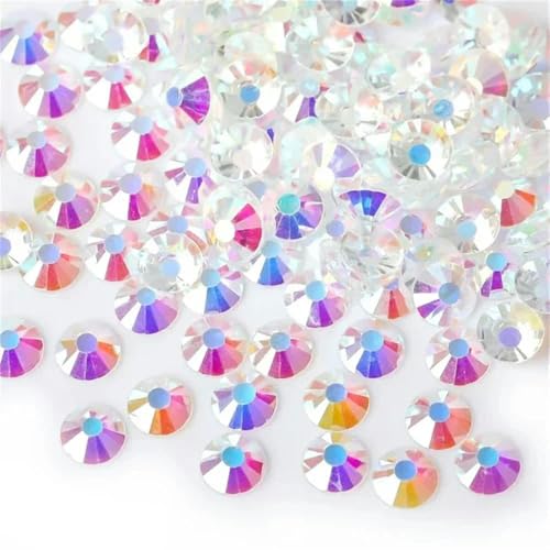 Crystal AB Klare Hotfix-Strasssteine, superhelle Glas-Strasssteine zum Aufbügeln für Nailart, Stoff, Kleidung-Clear AB_a-SS50-144 Stück von YFSHC