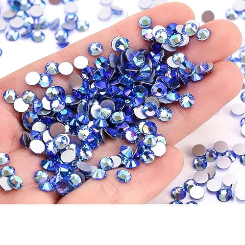 Crystal AB-Strass SS4-SS30 Glitzer-Strass-Nagel-Edelsteine zum Aufkleben, Diamant-Stein, flache Rückseite, Strass-Dekorationen, Hellblau AB-SS12, 1440 Stück von YFSHC