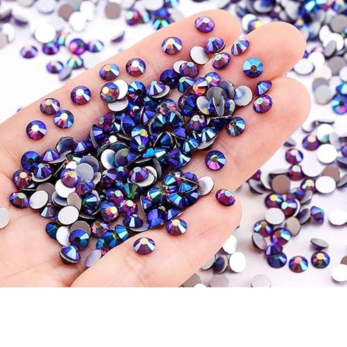 Crystal AB-Strass SS4-SS30 Glitzer-Strass-Nagel-Edelsteine zum Aufkleben, Diamant-Stein, flache Rückseite, Strass-Dekorationen-Amethyst AB-SS12 – 1440 Stück von YFSHC