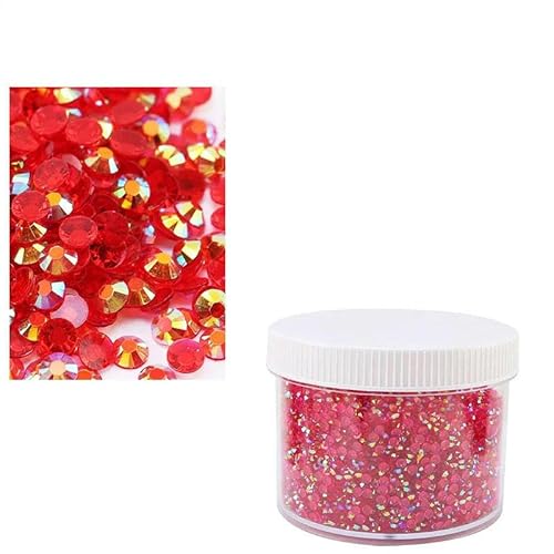 Große Kartonverpackung, 2–6 mm, Jelly AB-Harz, nicht Hot Fix-Strasssteine, flache Rückseite, Kristalle, Strass-Glitzer, große Paketsteine, Diamantrot AB, 3 mm, 20.000 Stück von YFSHC