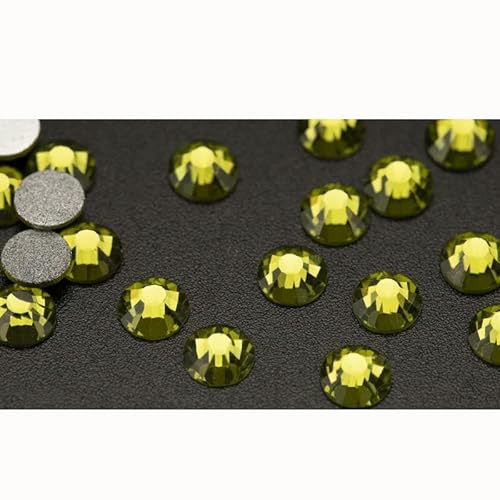 Nicht Hot Fix Flatback Strasssteine und Dekorationen Kristall Nail Art Zubehör Nagelaufkleber Glitzerstein Diamant DIY-021 Olivine-SS12 (1440 Stück) von YFSHC