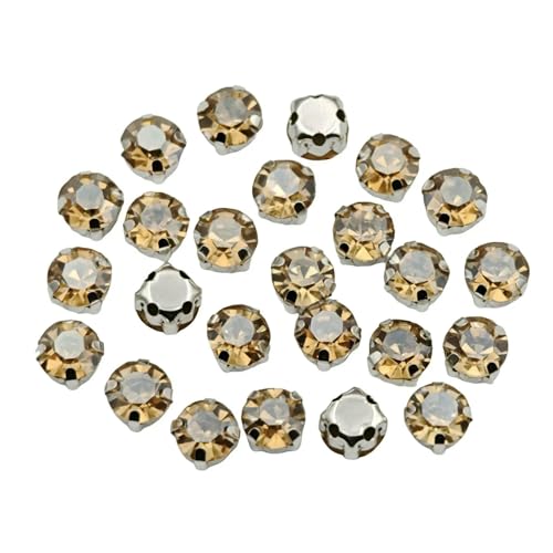 Runde Glas-Strasssteine mit Kralle zum Aufnähen, Kristallstein, Strass, Diamant, Silber, Metallbasis, Kristalle für Handarbeiten, Champagner, 6 mm, 100 Stück Runde Glas-Strasssteine mit Kralle zum Aufnähen, Kristallstein, Strass, Diamant, Silber, Metallbasis, Kristalle für Handarbeiten, Champagner, 6 mm, 100 Stück von YFSHC