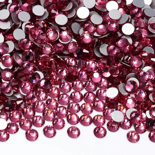 SS3-SS60 Helles Siamglas, flache Rückseite, rot, runde silberne Unterseite auf Diamant für Nailart-Kleid, Rose, SS34, 288 Stück, wie abgebildet von YFSHC