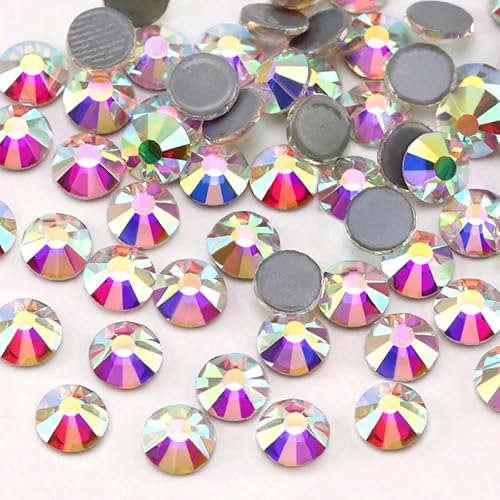 SS6-SS30 Crystal AB Hot Fix Strass Crystal Super Glitter Strass zum Aufbügeln für Nailart, Stoff, Kleidung, Crystal AB-SS30 – 288 Stück von YFSHC