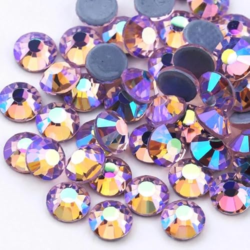 SS6-SS30 Crystal AB Hot Fix Strass Kristall Super Glitter Strass Aufbügelbare Strasssteine für Nailart Stoff Kleidung-Hellrosa AB-SS10-1440 Stück von YFSHC