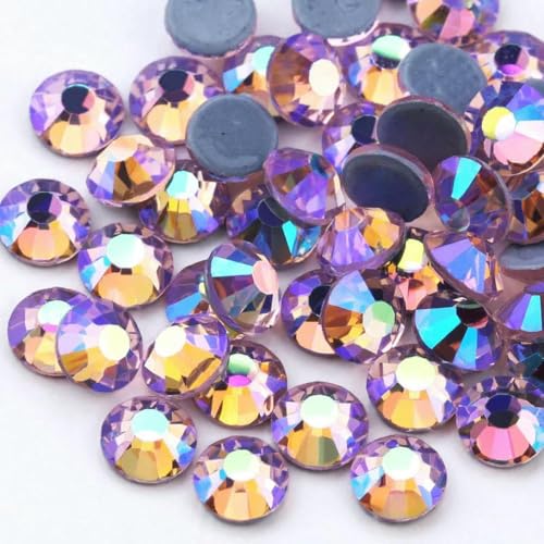 SS6-SS30 Mehrfarbiger Crystal AB Hot Fix Strass Kristall Super Glitter Strass Aufbügelbare Strasssteine für Nailart Stoff Kleidung-Hellrosa AB-SS20-1440 Stück von YFSHC