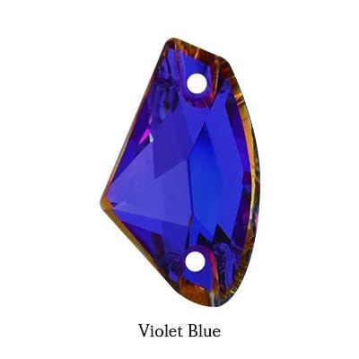 Strass-Applikation zum Aufnähen in brillanter Farbe, Kristallsteine, flache Rückseite für Kleidung/Schmuckdesign, DIY/Bastelkleid, Violettblau, 12 x 19 mm, 10 Stück von YFSHC