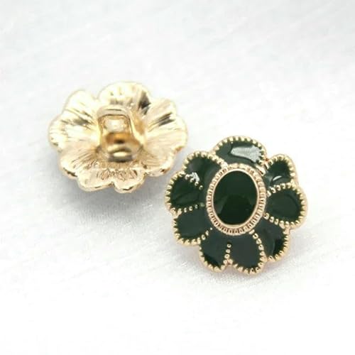 Stück 17/21/24,0 mm Vintage-Blumen-Gold-Metallknöpfe für Kleidung, Mantel, Kleid, dekorative Knöpfe, Nähzubehör-Dunkelgrün-24,0 mm 6 Stück Stück 17/21/24,0 mm Vintage-Blumen-Gold-Metallknöpfe für Kleidung, Mantel, Kleid, dekorative Knöpfe, Nähzubehör-Dunkelgrün-24,0 mm 6 Stück von YFSHC