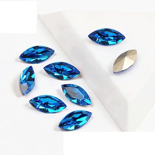 Top-Aufnähsteine, Goldklaue, Schmuck-Strasssteine, AAAAA, Nähkristalle, Pointback-Kristall, DIY-Bastelarbeit für Kleider, Capri-Blau, mit Goldklaue, 4 x 8 mm, 45 Stü von YFSHC