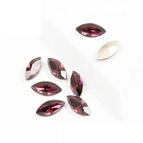 Top-Aufnähsteine, Goldklaue, Schmuck-Strasssteine, AAAAA, Nähkristalle, Pointback-Kristall, DIY-Handwerk für Kleider, Amethyst, mit Silberklaue, 4 x 15 mm, 12 Stück von YFSHC