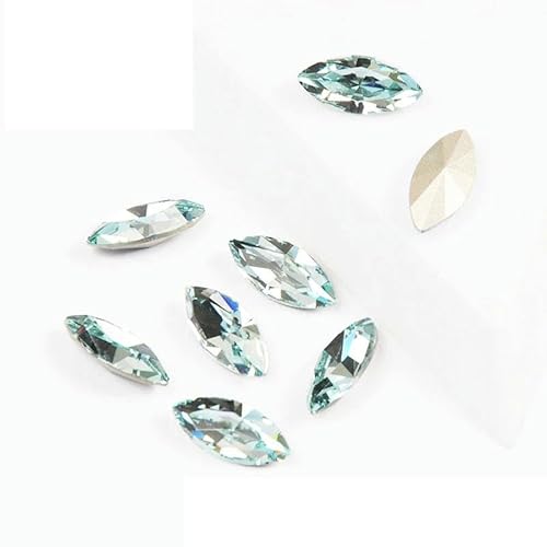 Top-Aufnähsteine, Goldklaue, Schmuck-Strasssteine, AAAAA, Nähkristalle, Pointback-Kristall, DIY-Handwerk für Kleider, Aquamarin, mit Goldklaue, 4 x 8 mm, 45 Stück von YFSHC