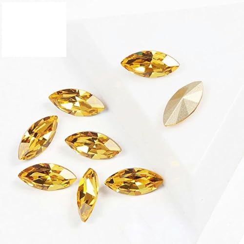 Top-Aufnähsteine, Goldklaue, Schmuck-Strasssteine, AAAAA, Nähkristalle, Pointback-Kristall, DIY-Handwerk für Kleider, Helltopas, mit Goldklaue, 4 x 8 mm, 45 Stück von YFSHC