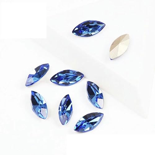 Top-Aufnähsteine, Goldklaue, Schmuck-Strasssteine, AAAAA, Nähkristalle, Pointback-Kristall, DIY-Handwerk für Kleider, Saphir, mit Silberklaue, 4 x 15 mm, 12 Stück von YFSHC