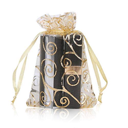 YFZYT 100 Stücke Organzabeutel Organzasäckchen Tunnelzug Geschenktüten Schmuckbeutel für Hochzeit Gunst Taschen Geschenk - 9x12 cm/3.54x4.72 zoll, Gold von YFZYT