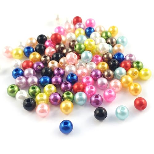 YFaith 12 mm Perlen zum Basteln, 200 Stück Acrylic Bunte Perlen zum Auffädeln, Reflektierende Perlen Groß, Gemischte Farbe, Öffnung 3 mm, für Herstellung von Armbändern, Halsketten und Kunsthandwerk von YFaith