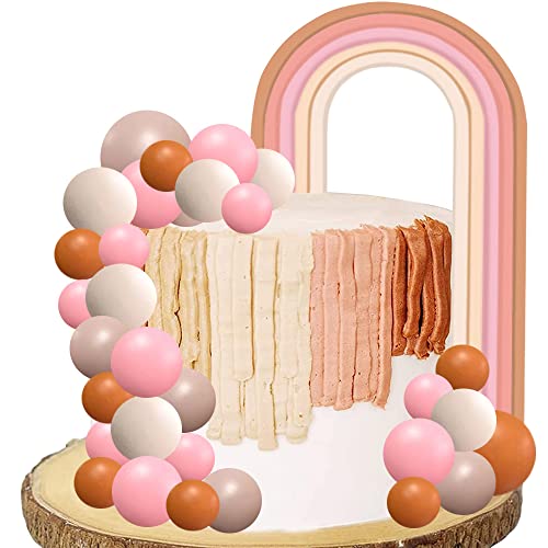 YGCHEN Boho Tortendeko Regenbogen Kuchen Dekoration Kugel Kuchendeko Böhmische Ball Cake Toppers Hochzeit Deko Mädchen Geburtstag Kuchen Topper von YGCHEN