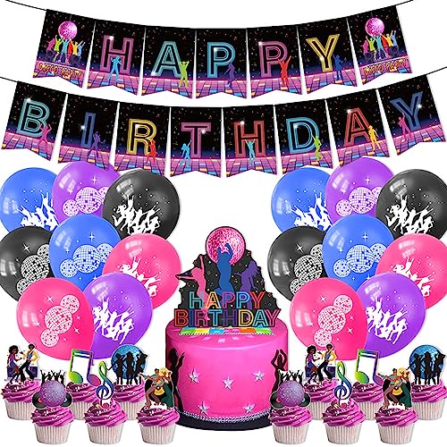 YGCHEN Luftballons Disco Party Dekoration Geburtstag Tortendeko Discokugel Ballons Happy Birthday Banner Disco Musik Themen Hip Hop 80er 90er Jahre Geburtstag Deko 30 Stück von YGCHEN