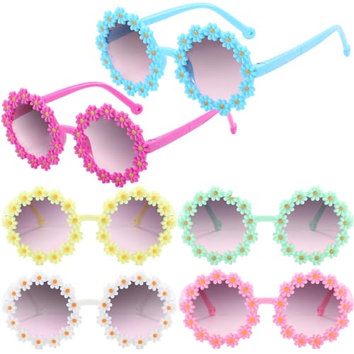 YGCHEN Sonnenbrille Sonnenblume Brillen Blume Sonnenbrillen Lustige Partybrille Gänseblümchen Spaßbrille für Tropical Sommer Party Strand Photo Requisiten 6 Paar von YGCHEN