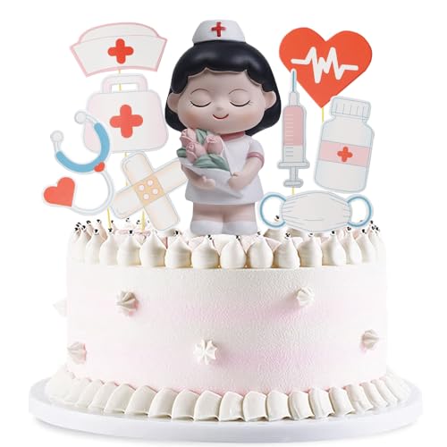 YGCHEN Tortendeko Krankenschwester Kuchen Deko Mini Nurse Figuren Medical Theme Kuchen Dekoration Geburtstag Nursing Kuchendeckel 9 Stück von YGCHEN