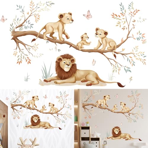 YGCHEN Wandtattoo Dschungel Tiere Wandsticker Löwe Wandaufkleber Tiere Wandbilder Abziehbilder Safari Wall Stickers für Kinderzimmer Babyzimmer Wohnzimmer Schlafzimmer Wanddeko von YGCHEN