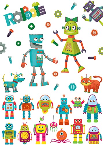 YGCHEN Wandtattoo Roboter Wandsticker Kinderzimmer Wandaufkleber Cartoon Wandbilder Abziehbilder Robot Wall Stickers für Kinderzimmer Babyzimmer Wohnzimmer Schlafzimmer Wanddekoration von YGCHEN