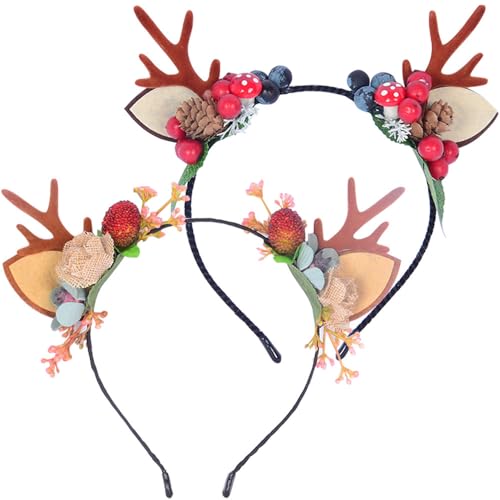 YGCHEN Weihnachts Haarreif Geweih Weihnachten Stirnbänder Rentier Geweih Haarbänd Weihnachtsstirnband Rentiergeweih Haarreifen Weihnachtsdeko Haarschmuck 2 Stück von YGCHEN