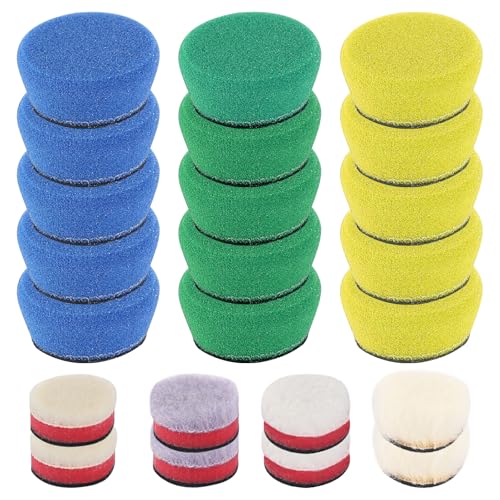 Mini Polierschwamm Sets, 23 Stück Detail Polierschwämme Pad Mini Polierpads, Polierschwamm und Wolle Polierpads Auto Polieren Polierschaum Pad für Exzenter Poliermaschine Schleifmaschine von YGKYMVW