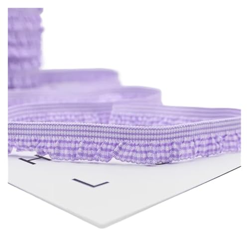 Spitzenband 10 Yard elastische Farbe karierte Spitze DIY Kopfbedeckung Hut Box Schleife gewebt Kleidung Unterwäsche BH Badeanzug Gurt Band Dekoration(Purple) von YGLEEULI