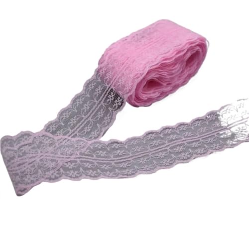 Spitzenband 10 Yards 4,5 cm Spitzenband DIY Bekleidung Nähen Stoff Spitzenbesatz Geschenkartikel Verpackung Spitzenband(17 light pink) von YGLEEULI