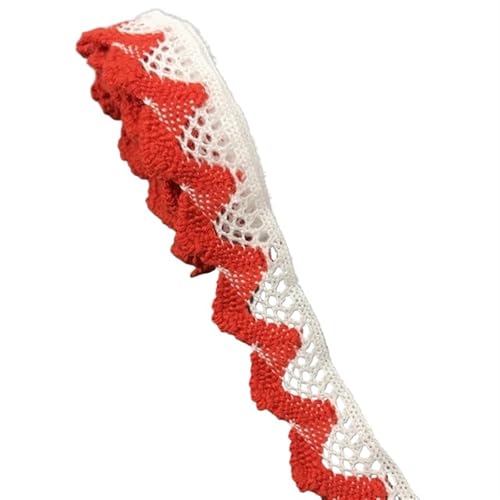 Spitzenband 30 Yard Baumwollband Bekleidung Nähen Stoffbesatz Baumwolle gehäkelte Spitze Stoffband handgefertigte Accessoires(Red) von YGLEEULI