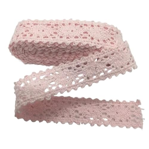 Spitzenband 5 m gehäkelte Gurtbänder aus Baumwolle mit Spitzenbesatz for handgefertigte DIY-Näharbeiten, Kleidungsstücke, Accessoires, Hochzeitsdeko, Geschenkartikel, Blumenverpackung(Pink1 2cm) von YGLEEULI