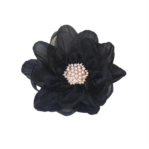 YGLEEULI Chiffon Blumen 10 Stücke 9 cm Chiffon Stoff Blume Handgemachte DIY Künstliche Blume Kleid Kopfbedeckungen Haarnadel Schuhe Dekoration(Black) von YGLEEULI