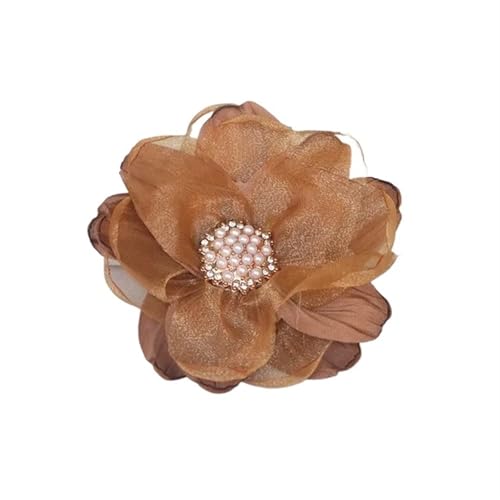 YGLEEULI Chiffon Blumen 10 Stücke 9 cm Chiffon Stoff Blume Handgemachte DIY Künstliche Blume Kleid Kopfbedeckungen Haarnadel Schuhe Dekoration(Brown) von YGLEEULI