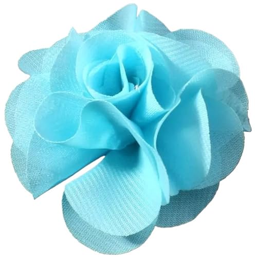 YGLEEULI Chiffon Blumen 10 stücke 2,6 "Niedlichen Stoff Chiffon Haar Blume Spitze Trim Patch Applique Spitze Stoff Hochzeit(Blue) von YGLEEULI