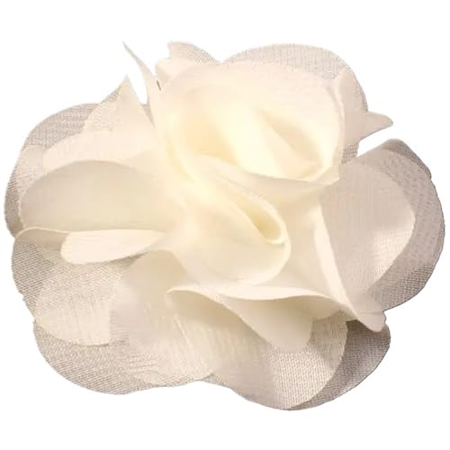 YGLEEULI Chiffon Blumen 10 stücke 2,6 "Niedlichen Stoff Chiffon Haar Blume Spitze Trim Patch Applique Spitze Stoff Hochzeit(Cream) von YGLEEULI