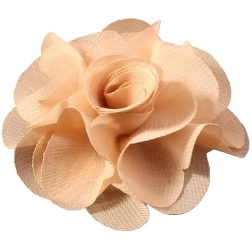 YGLEEULI Chiffon Blumen 10 stücke 2,6 "Niedlichen Stoff Chiffon Haar Blume Spitze Trim Patch Applique Spitze Stoff Hochzeit(Khaki) von YGLEEULI