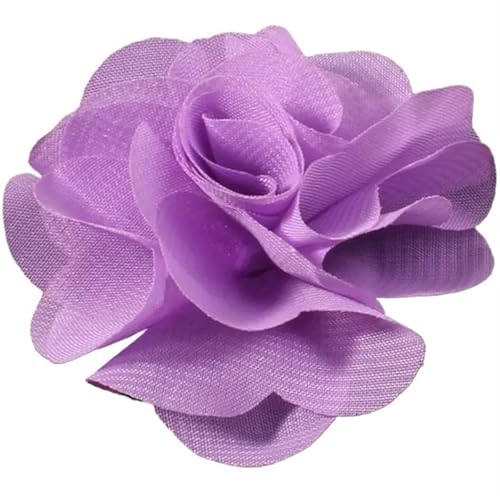 YGLEEULI Chiffon Blumen 10 stücke 2,6 "Niedlichen Stoff Chiffon Haar Blume Spitze Trim Patch Applique Spitze Stoff Hochzeit(Lavender) von YGLEEULI