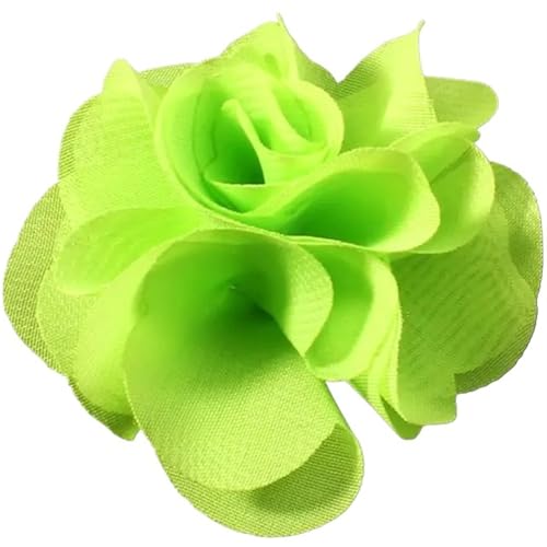 YGLEEULI Chiffon Blumen 10 stücke 2,6 "Niedlichen Stoff Chiffon Haar Blume Spitze Trim Patch Applique Spitze Stoff Hochzeit(Lawn Green) von YGLEEULI