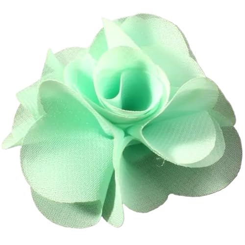 YGLEEULI Chiffon Blumen 10 stücke 2,6 "Niedlichen Stoff Chiffon Haar Blume Spitze Trim Patch Applique Spitze Stoff Hochzeit(Lt Green) von YGLEEULI