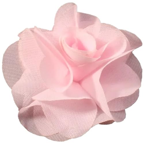 YGLEEULI Chiffon Blumen 10 stücke 2,6 "Niedlichen Stoff Chiffon Haar Blume Spitze Trim Patch Applique Spitze Stoff Hochzeit(Lt Pink) von YGLEEULI