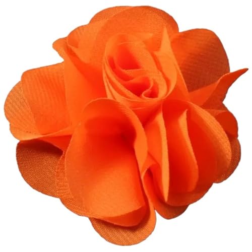 YGLEEULI Chiffon Blumen 10 stücke 2,6 "Niedlichen Stoff Chiffon Haar Blume Spitze Trim Patch Applique Spitze Stoff Hochzeit(Orange) von YGLEEULI