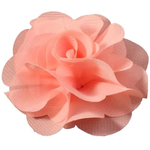 YGLEEULI Chiffon Blumen 10 stücke 2,6 "Niedlichen Stoff Chiffon Haar Blume Spitze Trim Patch Applique Spitze Stoff Hochzeit(PeachPuff) von YGLEEULI