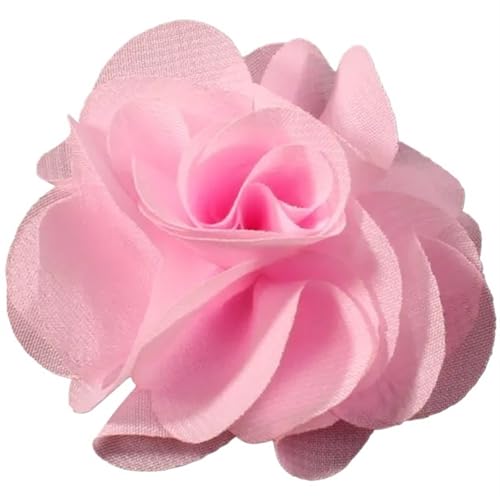 YGLEEULI Chiffon Blumen 10 stücke 2,6 "Niedlichen Stoff Chiffon Haar Blume Spitze Trim Patch Applique Spitze Stoff Hochzeit(Pink) von YGLEEULI