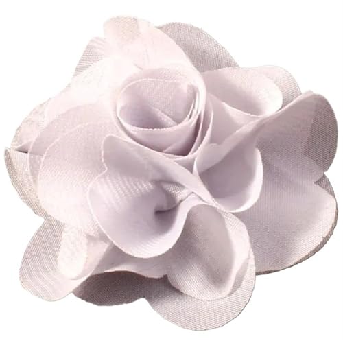 YGLEEULI Chiffon Blumen 10 stücke 2,6 "Niedlichen Stoff Chiffon Haar Blume Spitze Trim Patch Applique Spitze Stoff Hochzeit(Silvergray) von YGLEEULI