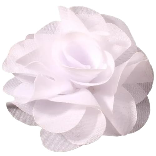 YGLEEULI Chiffon Blumen 10 stücke 2,6 "Niedlichen Stoff Chiffon Haar Blume Spitze Trim Patch Applique Spitze Stoff Hochzeit(White) von YGLEEULI