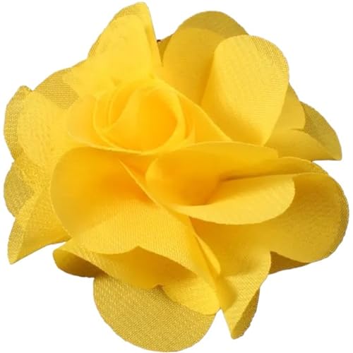 YGLEEULI Chiffon Blumen 10 stücke 2,6 "Niedlichen Stoff Chiffon Haar Blume Spitze Trim Patch Applique Spitze Stoff Hochzeit(Yellow) von YGLEEULI