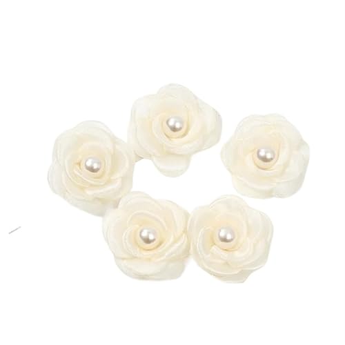 YGLEEULI Chiffon Blumen 10 stücke 5cm Simulation Chiffon Blumen Handgemachte Stoff Blume Nähen Kleidungsstücke Zubehör DIY Handwerk(Cream) von YGLEEULI