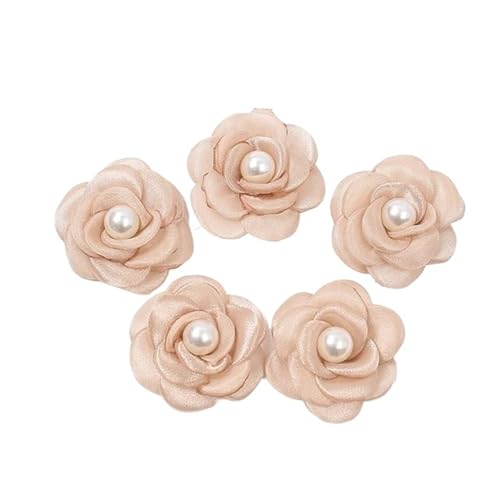 YGLEEULI Chiffon Blumen 10 stücke 5cm Simulation Chiffon Blumen Handgemachte Stoff Blume Nähen Kleidungsstücke Zubehör DIY Handwerk(Khaki) von YGLEEULI